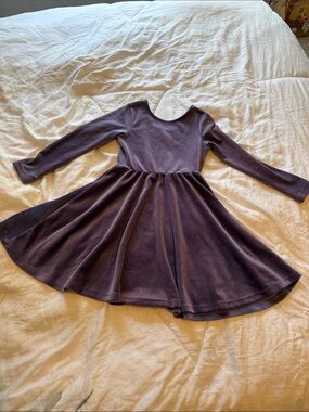Tea Collection Purple Velvet Long Sleeve Twirl Dress